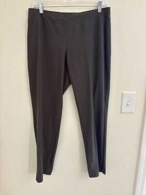 Eileen Fisher Washable Stretch Crepe Slim Ankle Pants Medium Black Career travel